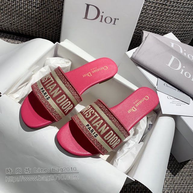 DIOR女鞋 迪奧2021專櫃新款磨砂新大底涼拖 Dior一字型刺繡平拖  naq1493